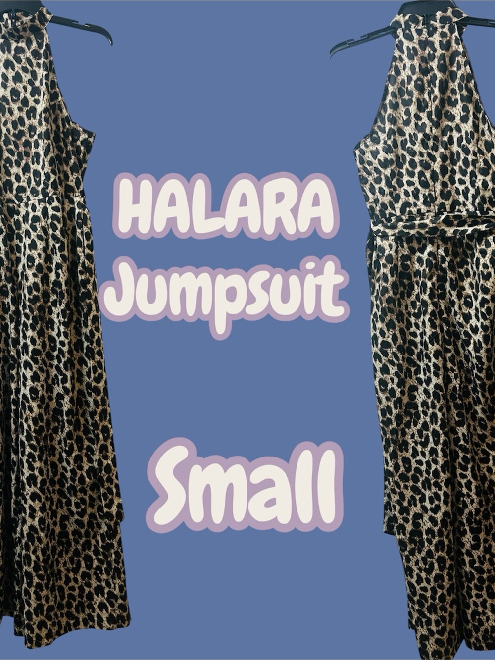 HALARA Leopard-Print Sleeveless Jumpsuit in Black and Cream Small nwot